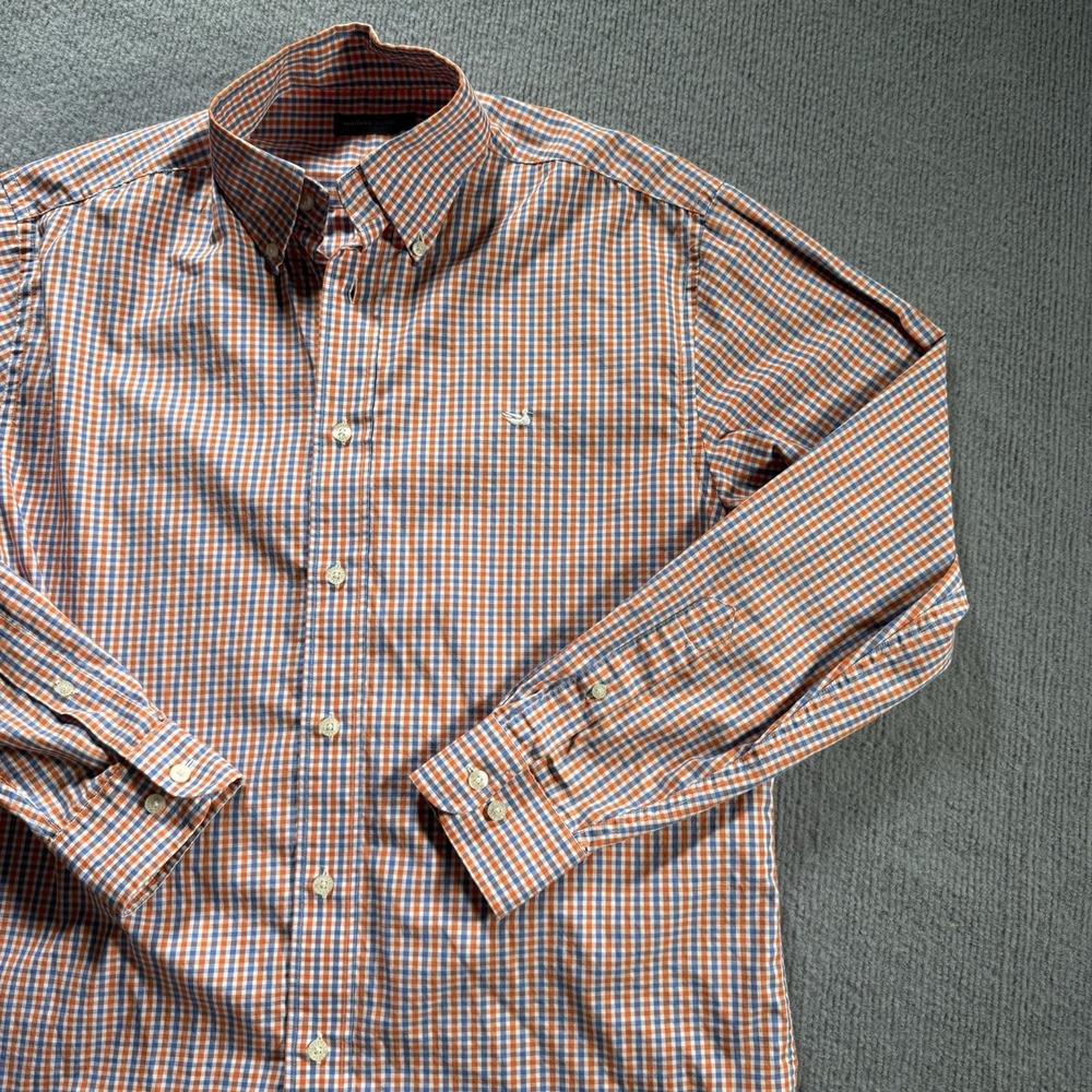 Southern Marsh Button Shirt Mens Medium Plaid Poplin‎ Athleisure Golf